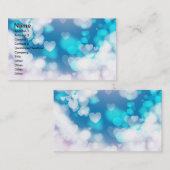 BLAUWE WITTE HARTLAGEN BOKEH DIGITALE WALLPAPIE VISITEKAARTJE (Voorkant / Achterkant)