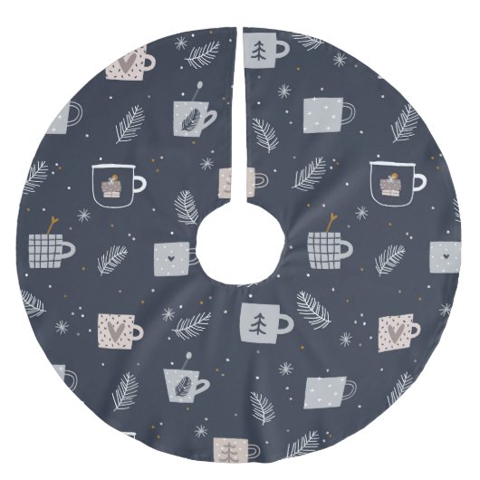 Blauwe witte hygee theebekertjes koffiemos kerstboom rok (Voorkant)