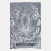 Blauwe witte inktvis theedoek (Verticaal)