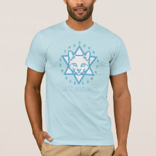 Blauwe Witte Kat Magische Halloween T-shirt