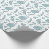 Blauwe witte katten verjaardag cadeaupapier (Hoek)