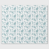 Blauwe witte katten verjaardag cadeaupapier (Vlak)