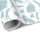 Blauwe witte katten verjaardag cadeaupapier (Rol Hoek)