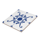 Blauwe witte keramische tegel tegeltje (Zijkant)