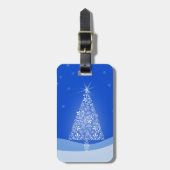 Blauwe witte kerstaven met kerstboomsterren Night  Bagagelabel (Voorkant verticaal)