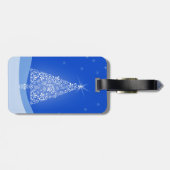 Blauwe witte kerstaven met kerstboomsterren Night  Bagagelabel (Achterkant horizontaal)