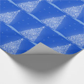 Blauwe witte kerstaven met kerstboomsterren Night  Cadeaupapier (Hoek)