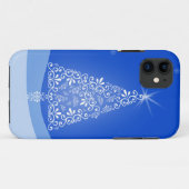 Blauwe witte kerstaven met kerstboomsterren Night Case-Mate iPhone Case (Achterkant (horizontaal))
