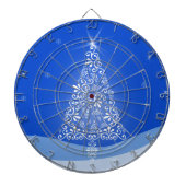 Blauwe witte kerstaven met kerstboomsterren Night  Dartbord (Voorkant)