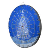 Blauwe witte kerstaven met kerstboomsterren Night  Dartbord (Voorkant Rechts)