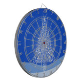 Blauwe witte kerstaven met kerstboomsterren Night  Dartbord (Voorkant Links)