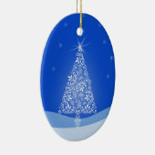 Blauwe witte kerstaven met kerstboomsterren Night Keramisch Ornament (Rechts)