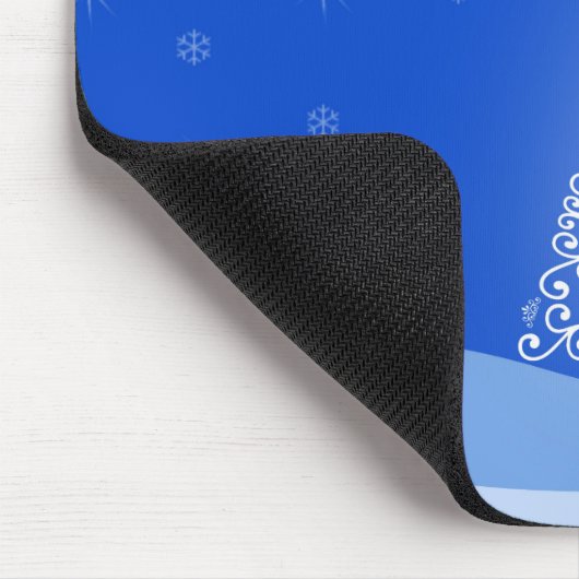 Blauwe witte kerstaven met kerstboomsterren Night  Muismat (Hoek)