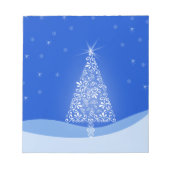 Blauwe witte kerstaven met kerstboomsterren Night  Notitieblok (Voorkant)