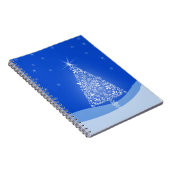 Blauwe witte kerstaven met kerstboomsterren Night  Notitieboek (Rechterzijde)