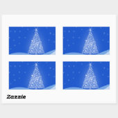 Blauwe witte kerstaven met kerstboomsterren Night  Rechthoekige Sticker (Vel)