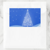 Blauwe witte kerstaven met kerstboomsterren Night  Rechthoekige Sticker (Tas)