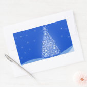 Blauwe witte kerstaven met kerstboomsterren Night  Rechthoekige Sticker (Envelop)