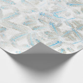 Blauwe witte kerstavond met boomstructuur Afdrukki Cadeaupapier (Hoek)