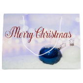 Blauwe witte kerstballen, prettige kerst groot cadeauzakje (Voorkant)