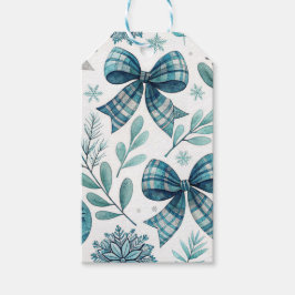 BLAUWE & WITTE KERSTBOGEN CADEAULABEL