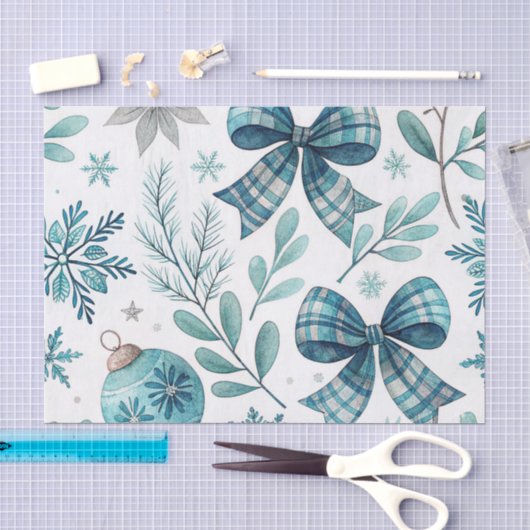 BLAUWE & WITTE KERSTBOGEN TISSUEPAPIER (Craft)