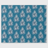 Blauwe witte kerstbomen cadeaupapier (Vlak)
