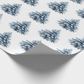 Blauwe witte kerstbomen cadeaupapier (Hoek)