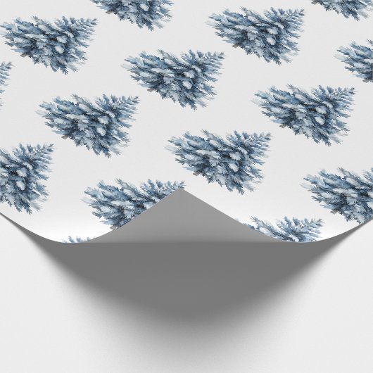 Blauwe witte kerstbomen cadeaupapier (Hoek)