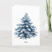Blauwe witte kerstbomen kaart (Achterkant)