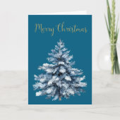 Blauwe witte kerstbomen kaart (Voorkant)