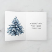 Blauwe witte kerstbomen kaart (Binnen)