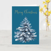 Blauwe witte kerstbomen kaart (Gele Bloem)