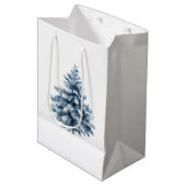 Blauwe witte kerstbomen medium cadeauzakje (Voorkant Gekanteld)