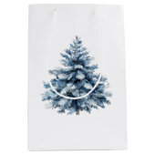 Blauwe witte kerstbomen medium cadeauzakje (Voorkant)
