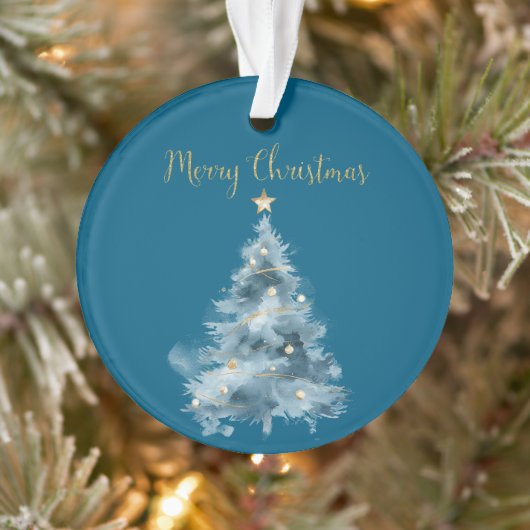 Blauwe witte kerstbomen ornament (Boom)