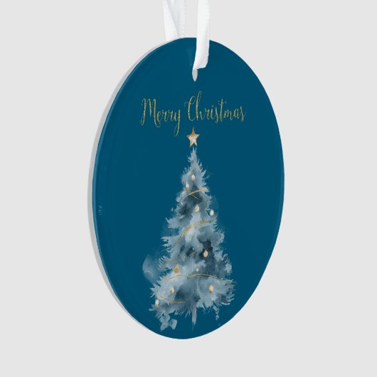 Blauwe witte kerstbomen ornament (voorkant)