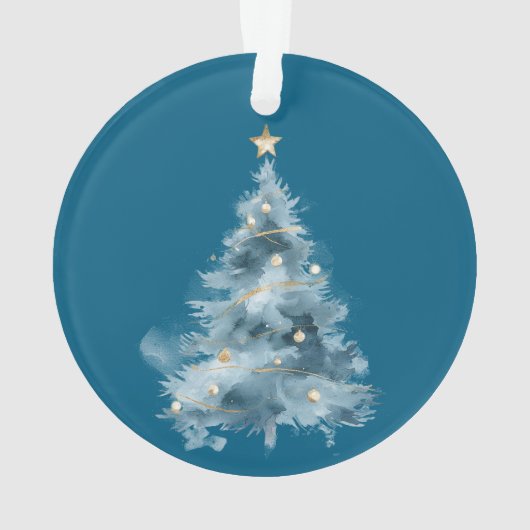 Blauwe witte kerstbomen ornament (achterkant)