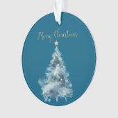 Blauwe witte kerstbomen ornament (voorkant)