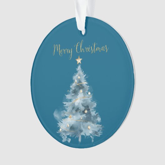 Blauwe witte kerstbomen ornament (voorkant)