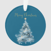 Blauwe witte kerstbomen ornament (voorkant)