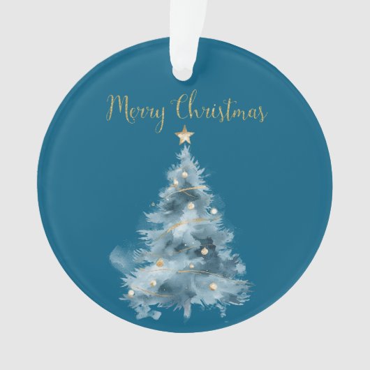 Blauwe witte kerstbomen ornament (voorkant)