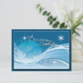 Blauwe witte kerstfeestdag RSVP Kaart (Staand voorkant)