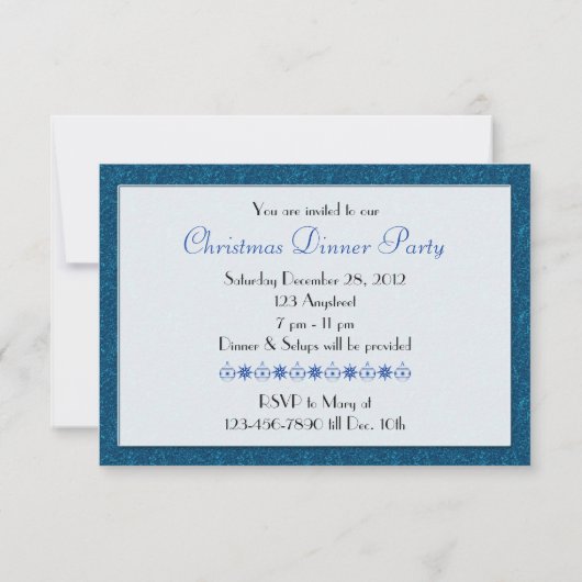 Blauwe witte kerstfeestdag RSVP Kaart (Achterkant)