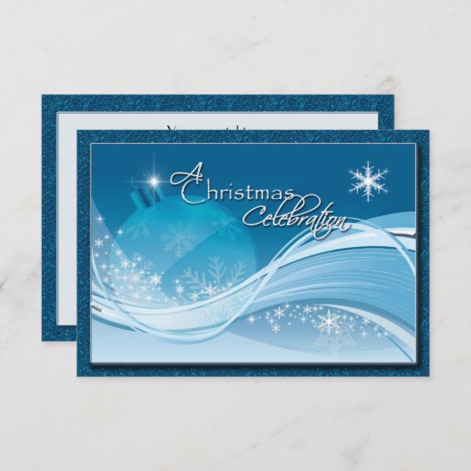 Blauwe witte kerstfeestdag RSVP Kaart (Voorkant / Achterkant)