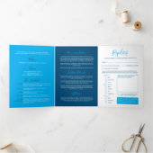 Blauwe witte kleine bruiloft, alles-in-één Tri-Fol Drieluik Uitnodiging (Binnen)