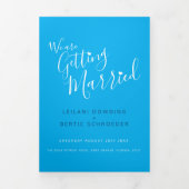 Blauwe witte kleine bruiloft, alles-in-één Tri-Fol Drieluik Uitnodiging (Cover)