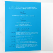 Blauwe witte kleine bruiloft, alles-in-één Tri-Fol Drieluik Uitnodiging (Binnenzijde eerst)