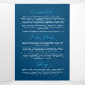 Blauwe witte kleine bruiloft, alles-in-één Tri-Fol Drieluik Uitnodiging (Binnenkant midden)