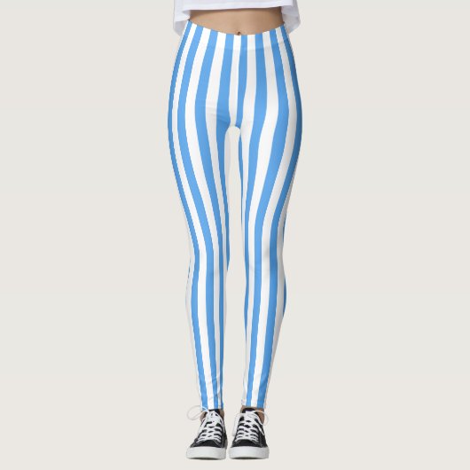 Blauwe witte kleuren Modern Elegant Sjabloon Leggings (Voorkant)
